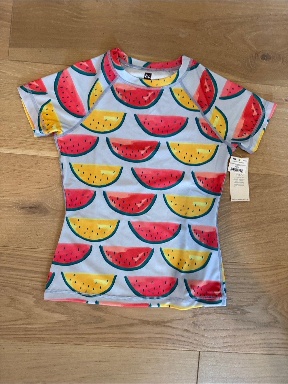NWT Tea Collection Girls' Watermelon Print Short Sleeve Rash Guard size 10